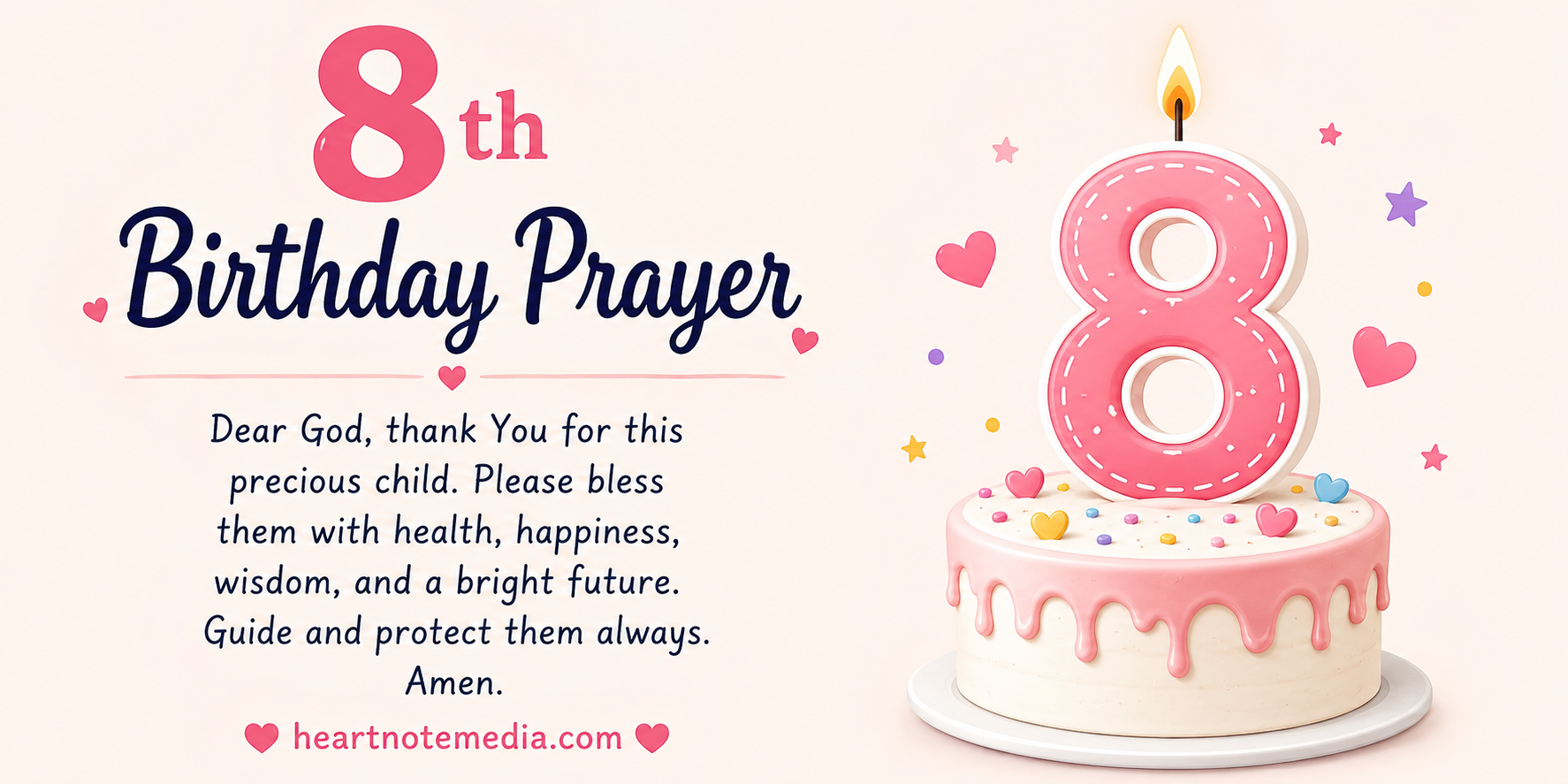 8th Birthday Prayer with heartfelt birthday blessings for a child