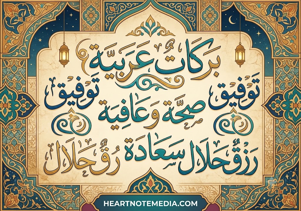 Blessings Arabic phrases with meanings and Barakah guide in Arabic and English
