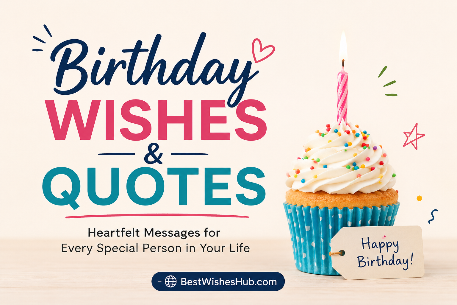 Elegant Birthday Wishes and Quotes with flowers, birthday cake, and heartnotemedia.com