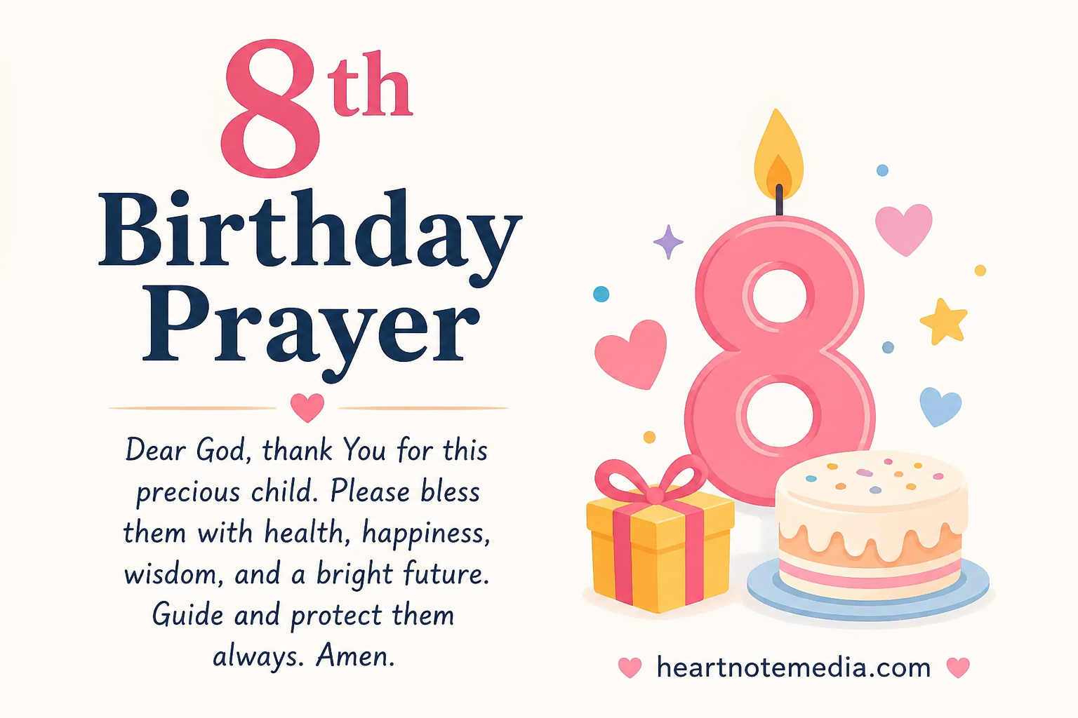 8th Birthday Prayer with heartfelt birthday blessings for a child