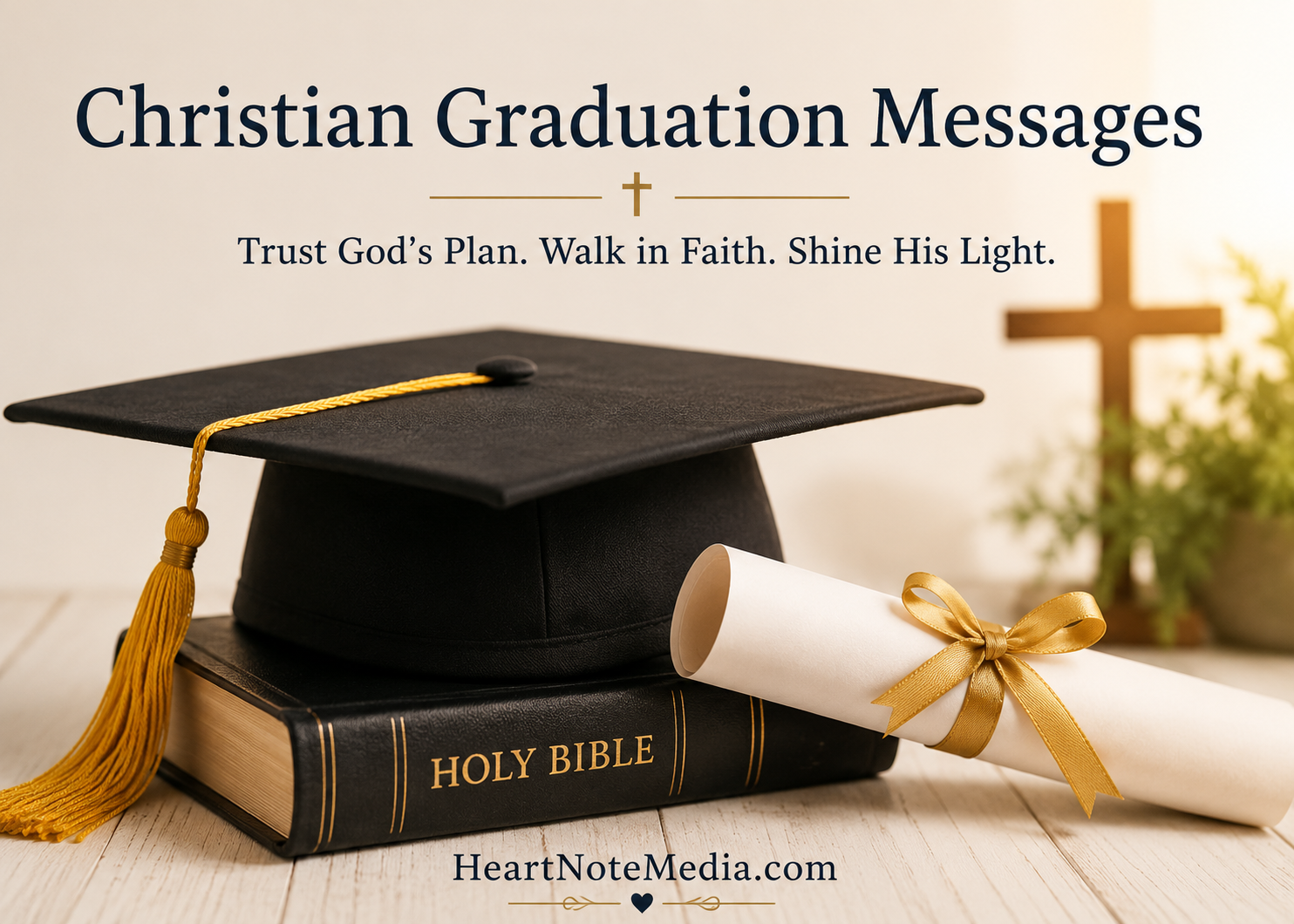 Inspirational Christian graduation wishes for graduates celebrating success through faith in God.