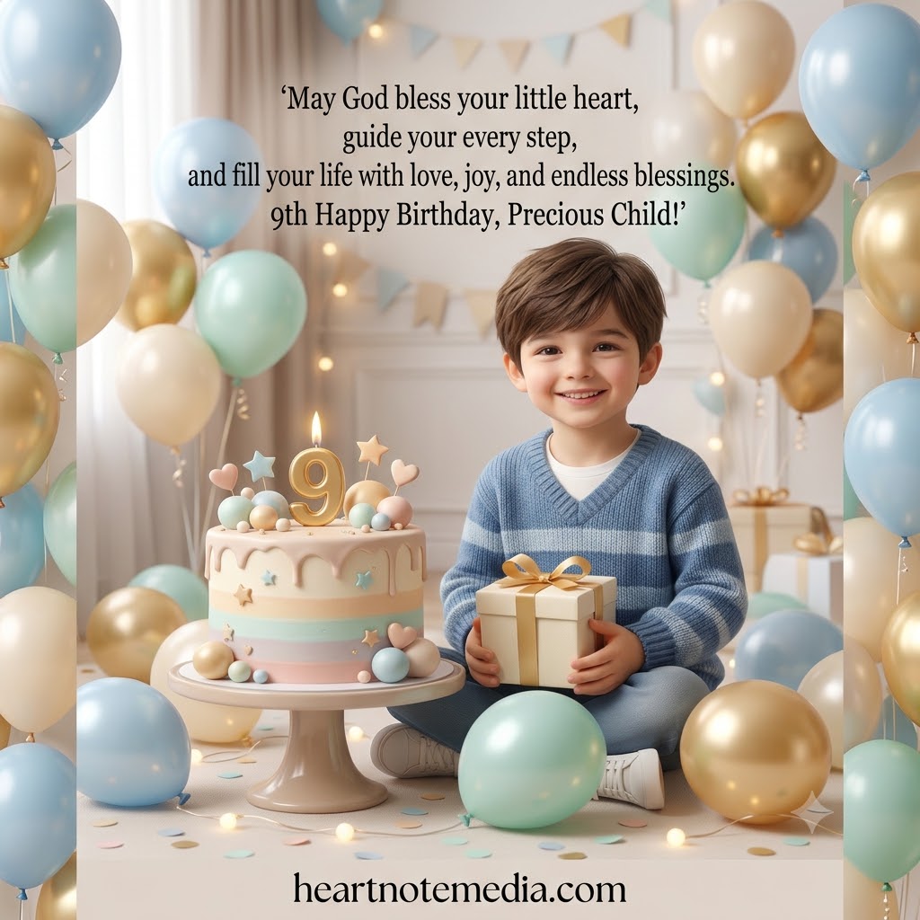Happy 9th Birthday sweet wishes, messages and quotes for a 9-year-old child
