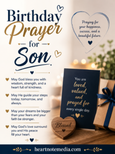 Birthday prayer for son with a heartfelt blessing quote and heartnotemedia.com