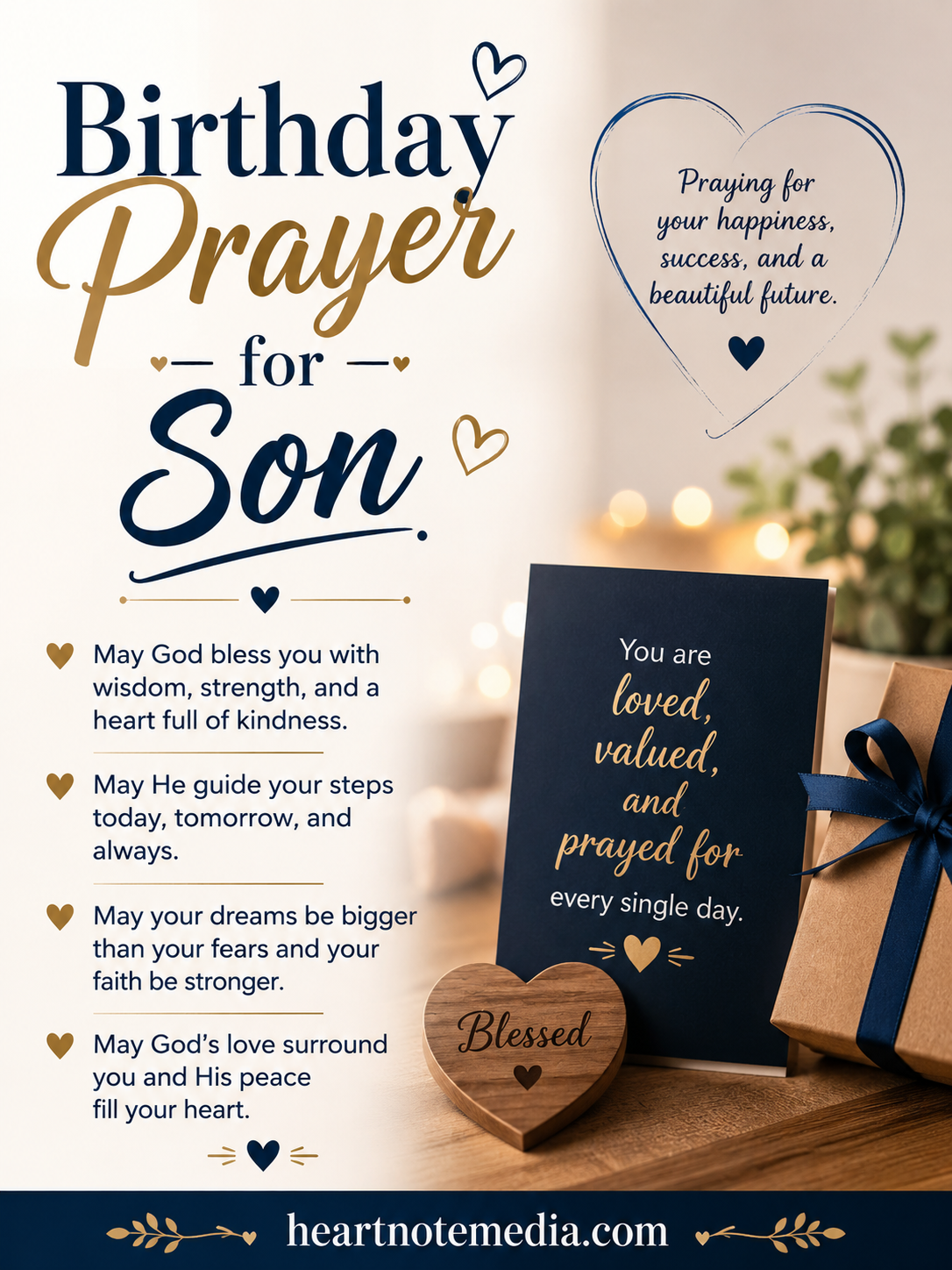 Birthday prayer for son with a heartfelt blessing quote and heartnotemedia.com