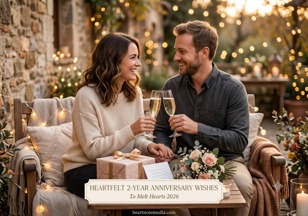Heartfelt 2-year anniversary wishes to melt hearts 2026 with romantic roses, candles, gifts, and love-themed decorations