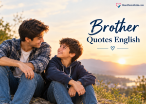 Brother Quotes English featuring two brothers sharing a joyful moment at sunset